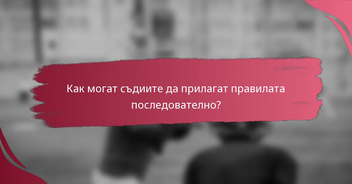 Как могат съдиите да прилагат правилата последователно?