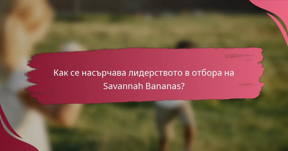 Как се насърчава лидерството в отбора на Savannah Bananas?