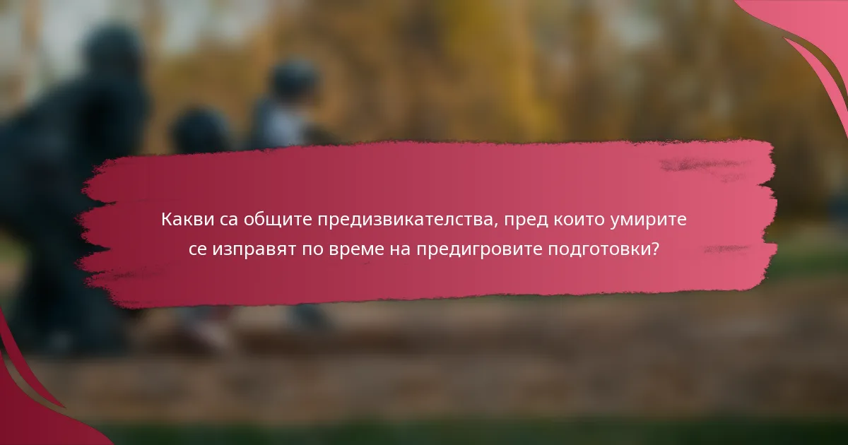 Какви са общите предизвикателства, пред които умирите се изправят по време на предигровите подготовки?