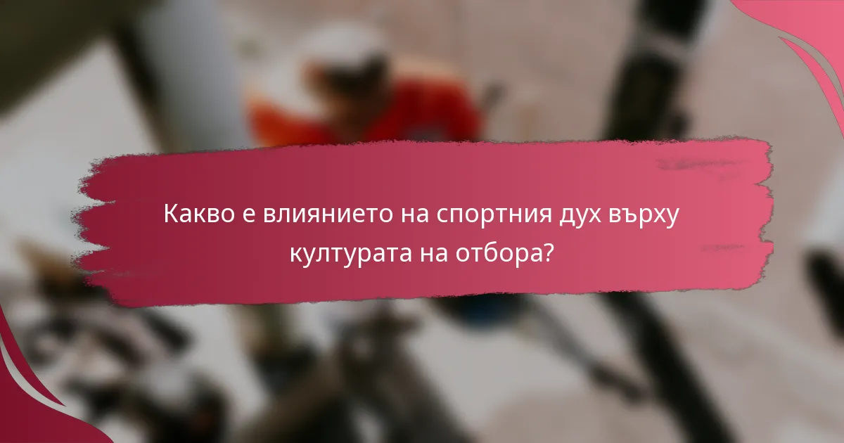 Какво е влиянието на спортния дух върху културата на отбора?
